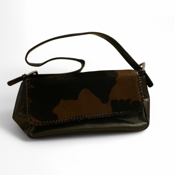 Brown and Black Shoulder Bag with Abstract Pattern - Picture 1 of 3